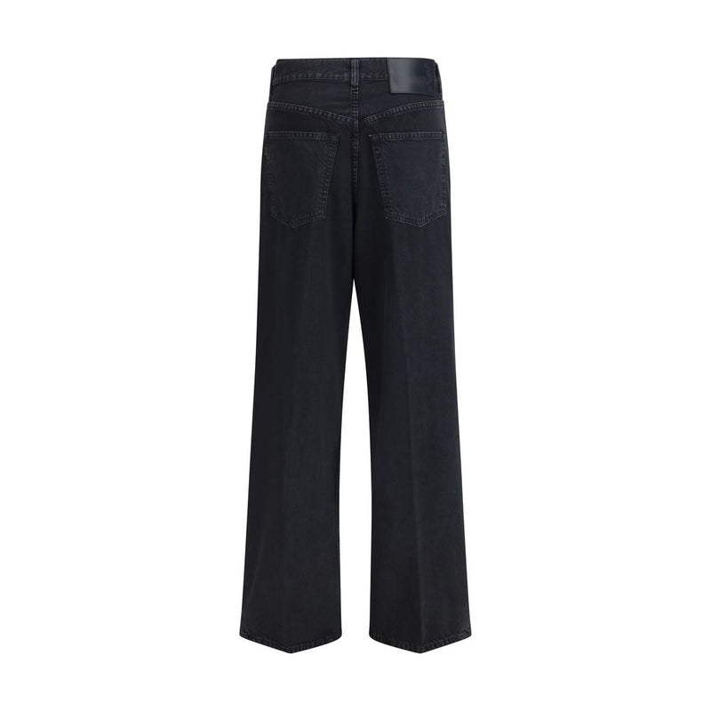 Haikure Candy Black Cotton Jeans - Contemporary Oversize Fit