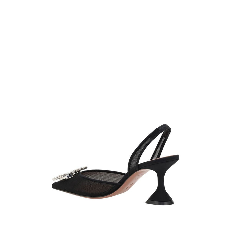 Amina Muaddi Begum Black Nylon High Heel Pumps