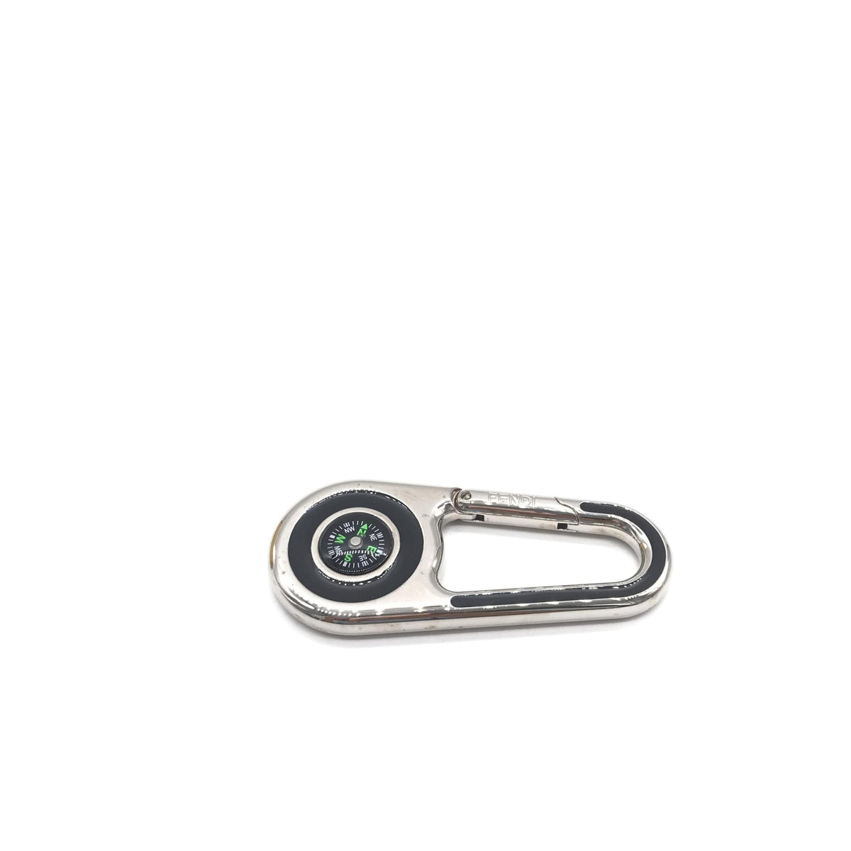 Fendi Silver Metal Compass Charm Keychain - Luxe Accessory