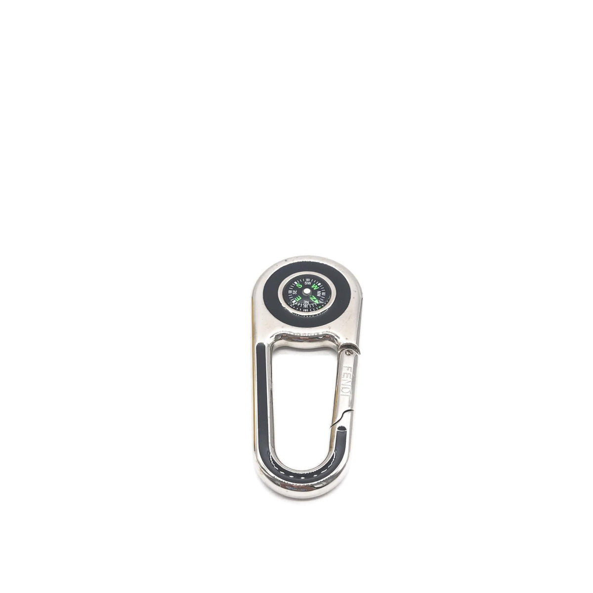 Fendi Silver Metal Compass Charm Keychain - Luxe Accessory