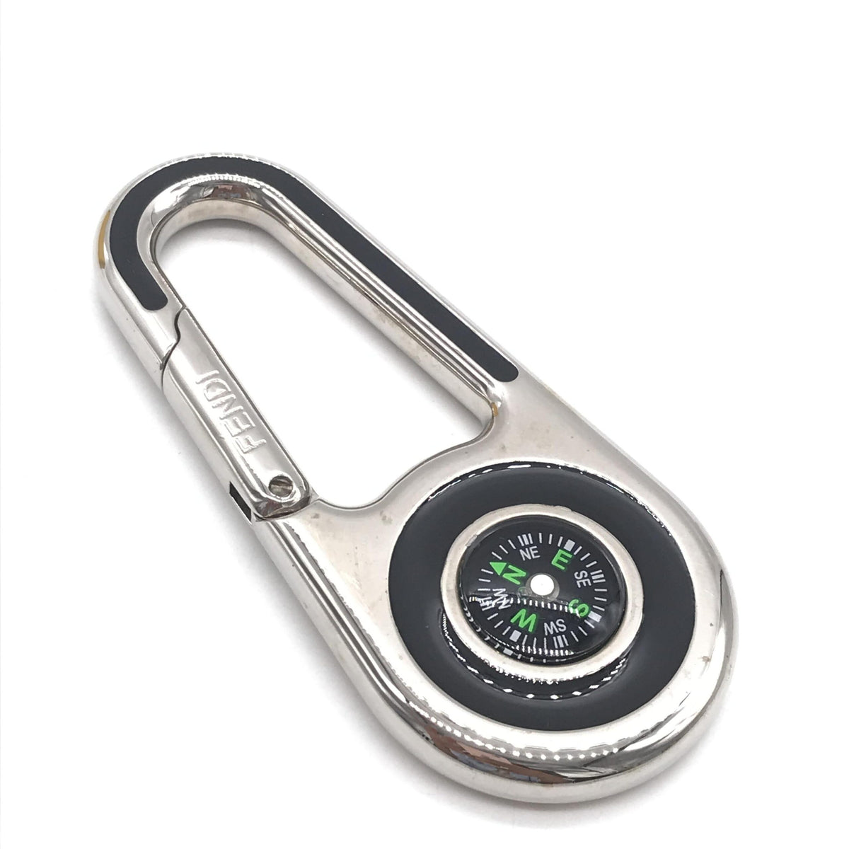 Fendi Silver Metal Compass Charm Keychain - Luxe Accessory