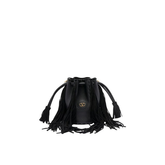 Valentino Garavani Black Leather Backet Bag