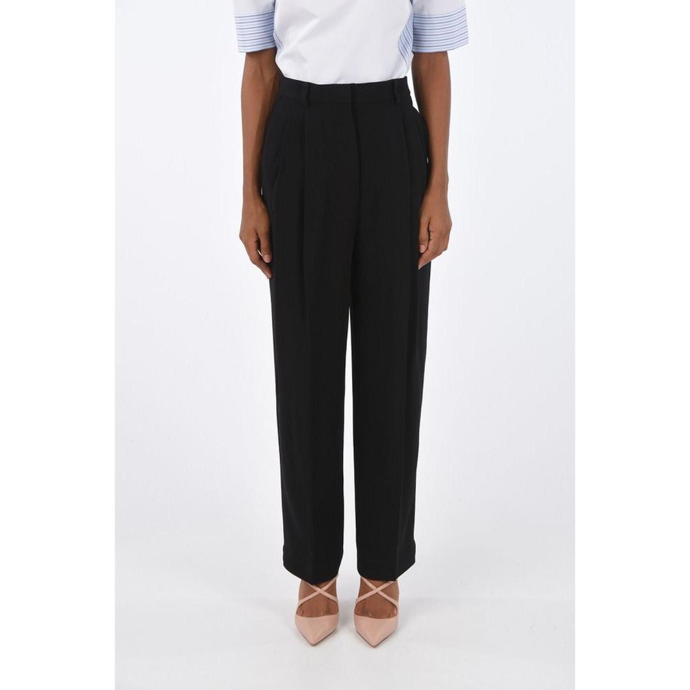 Tory Burch Black Acetate Double Pleated Casual Pants