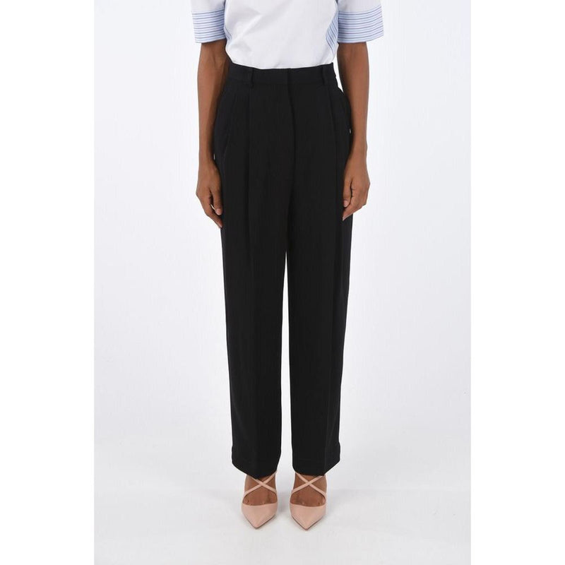 Tory Burch Black Acetate Double Pleated Casual Pants
