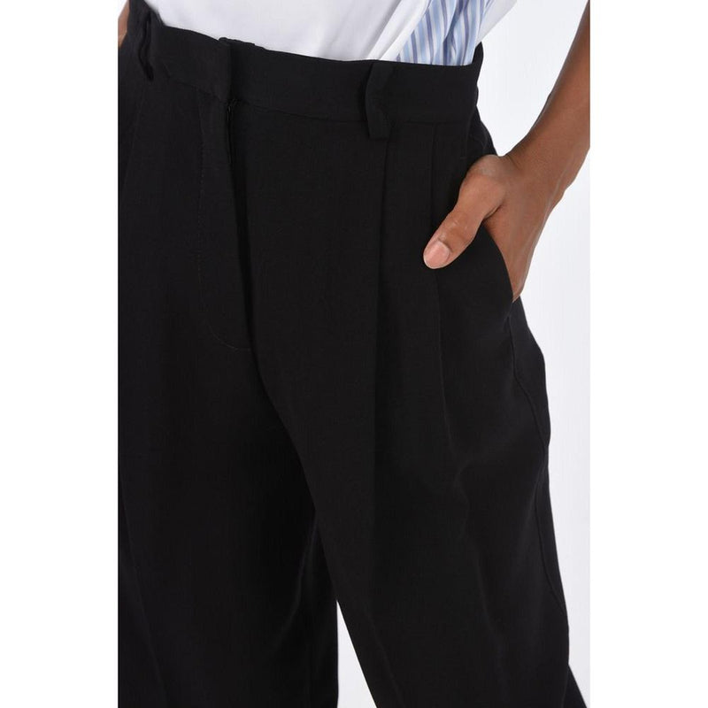 Tory Burch Black Acetate Double Pleated Casual Pants