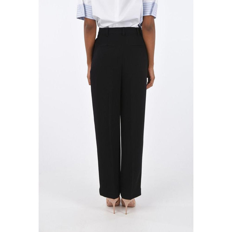 Tory Burch Black Acetate Double Pleated Casual Pants