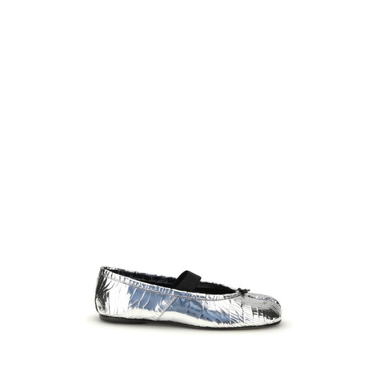 Margiela Silver Calf Leather Bos Taurus Ballet Flats