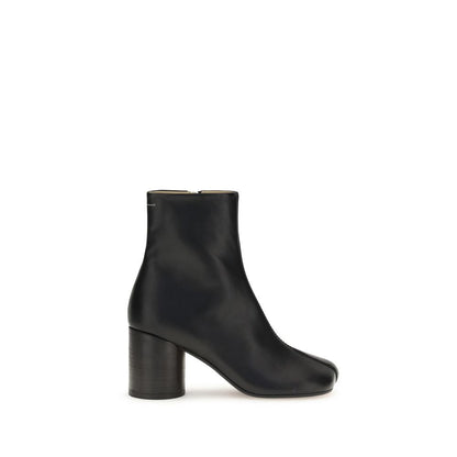 MM6 Black Calf Leather Bos Taurus Ankle Boots