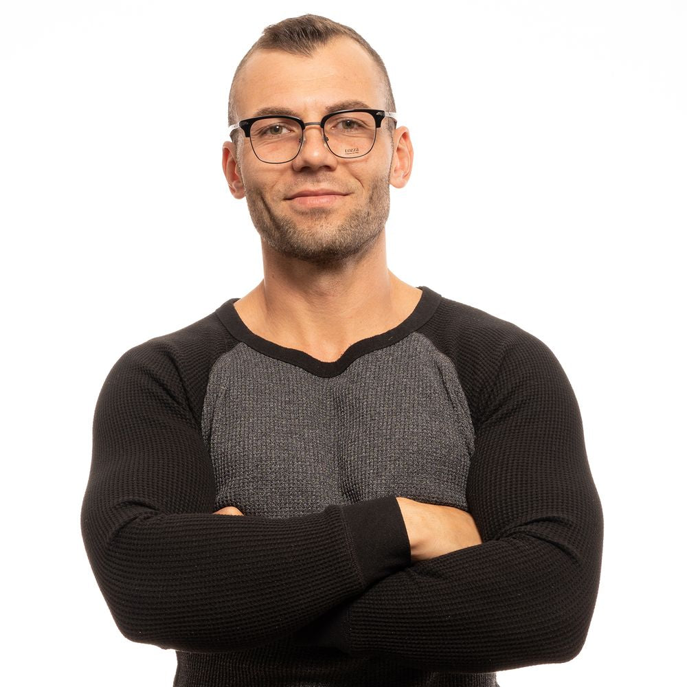 Lozza Black Metal & Plastic Trapezium Glasses (Frames)