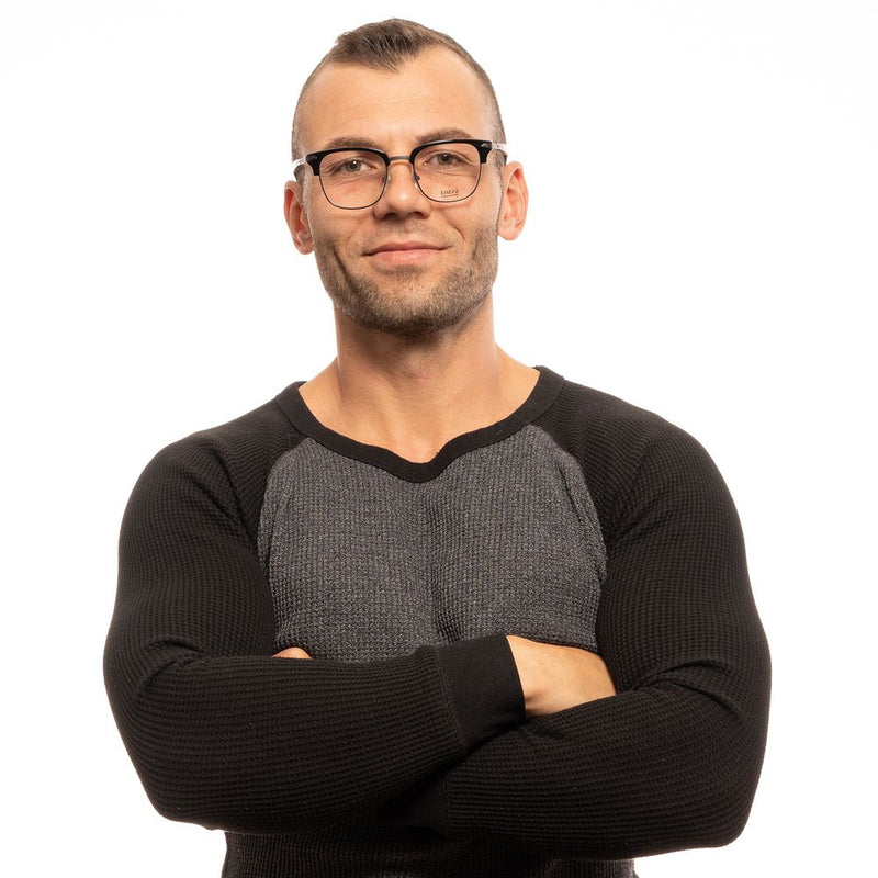 Lozza Black Metal & Plastic Trapezium Glasses (Frames)