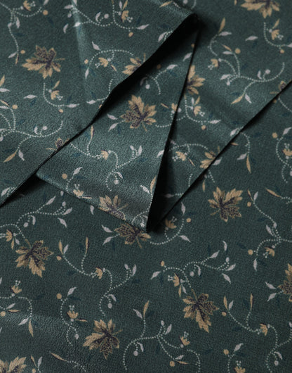 Écharpe Dolce &amp; Gabbana en soie verte à motif floral et franges, 135 cm x 16 cm