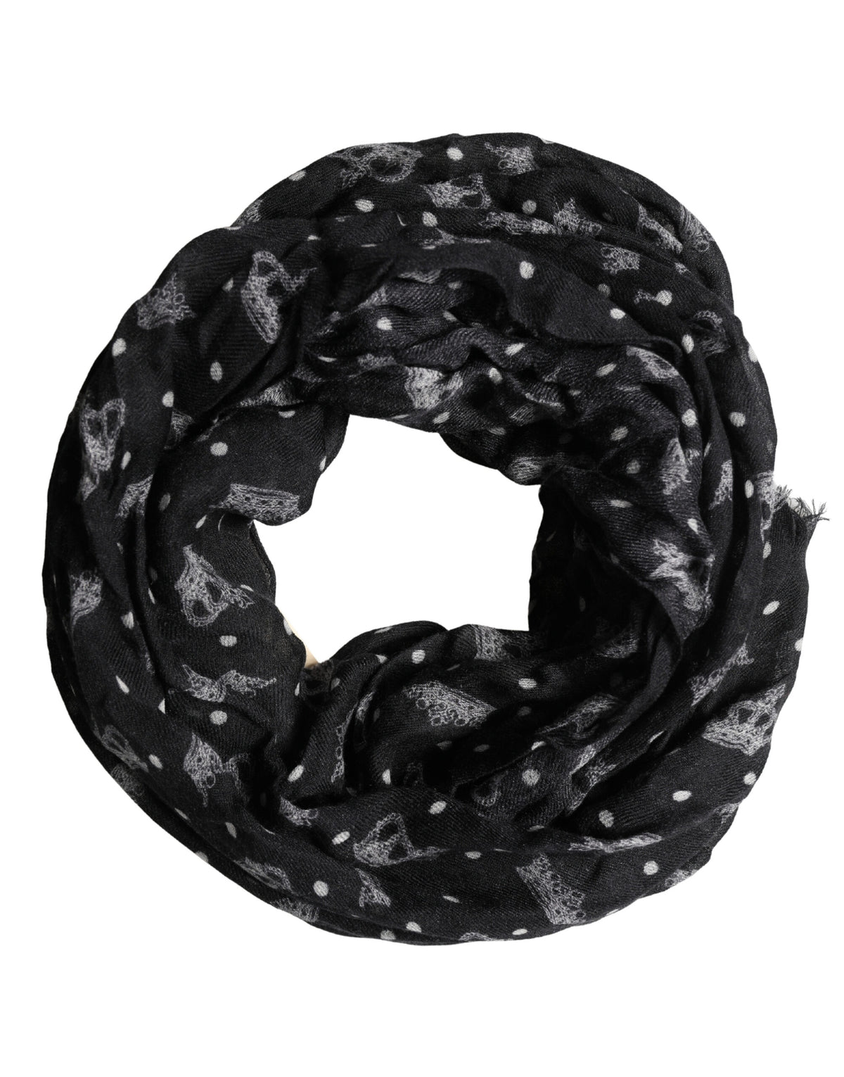 Écharpe Dolce &amp; Gabbana en laine noire à imprimé couronne et franges, 180 cm x 65 cm