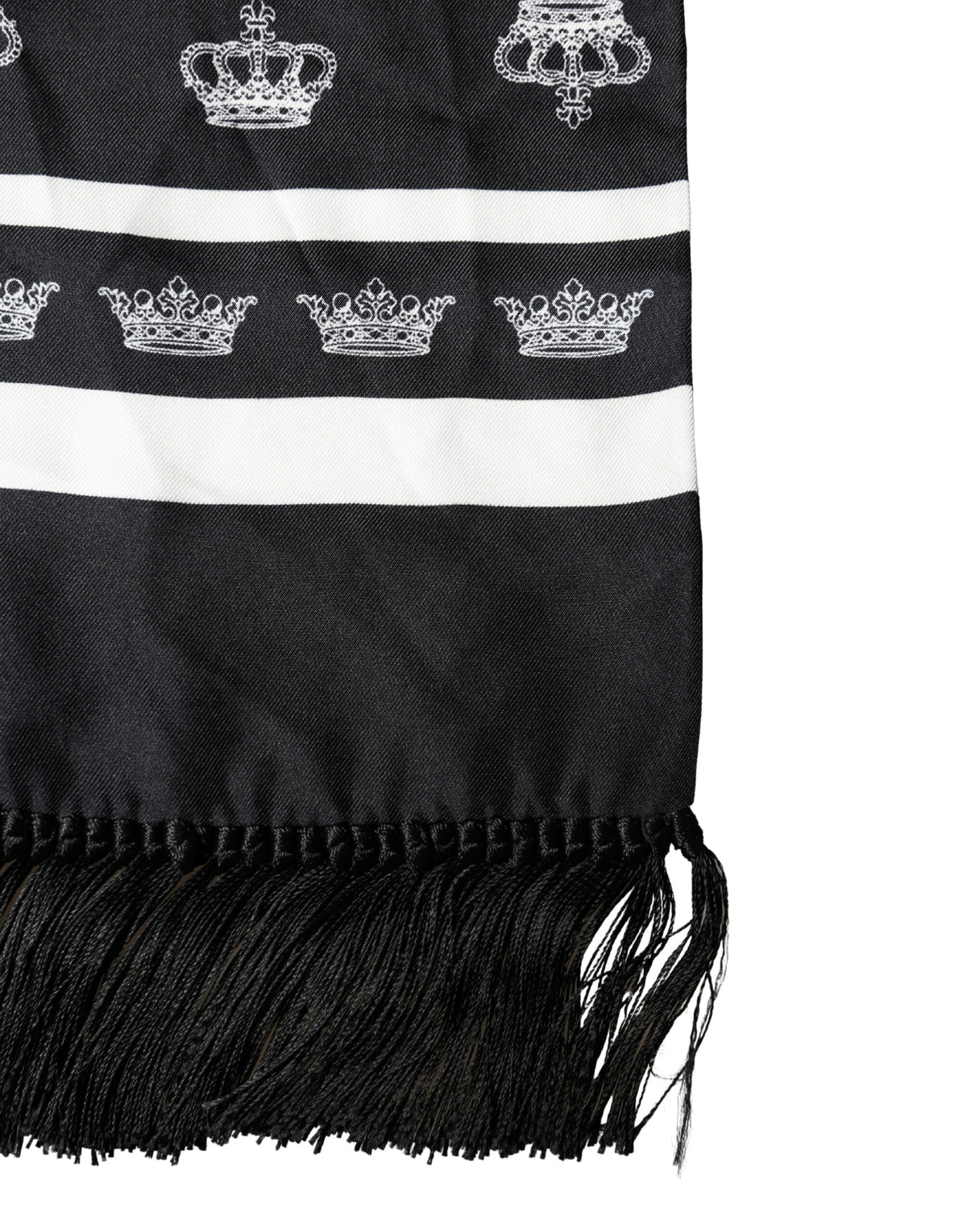 Écharpe Dolce &amp; Gabbana en soie noire à franges, 173 cm x 32,5 cm
