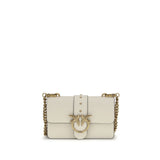 PINKO Love One Beige Calf Leather Shoulder Bag