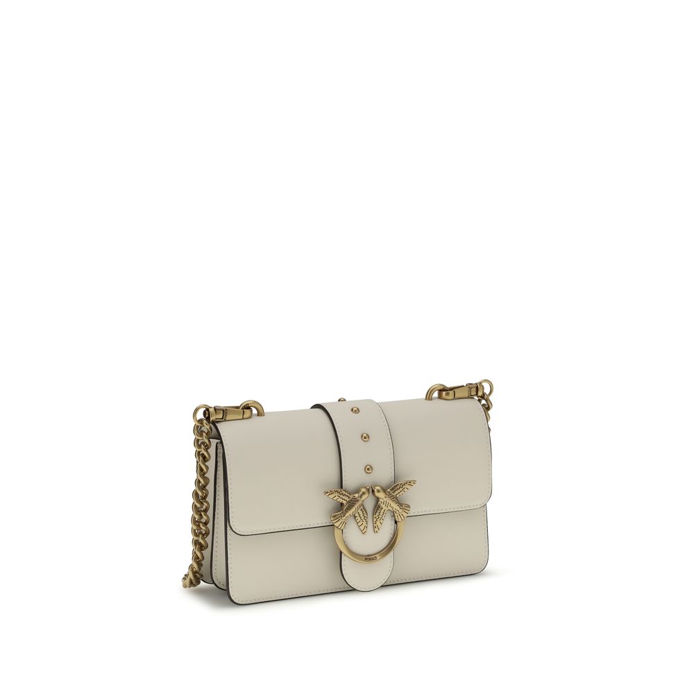 PINKO Love One Beige Calf Leather Shoulder Bag