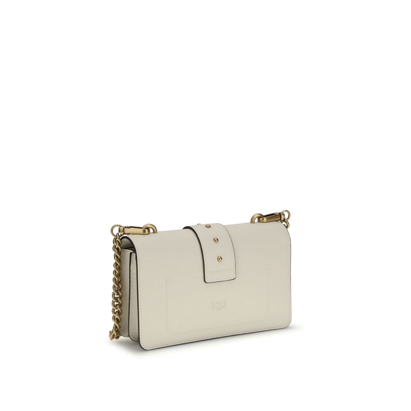 PINKO Beige Calf Leather Love One Shoulder Bag