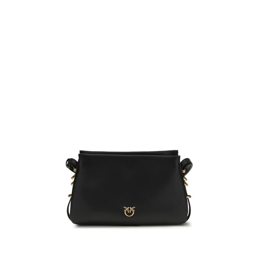 PINKO Black Calf Leather Bos Taurus Shoulder Bag
