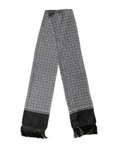 Foulard Dolce &amp; Gabbana en soie noire à franges géométriques, 140 cm x 15 cm