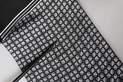 Foulard Dolce &amp; Gabbana en soie noire à franges géométriques, 140 cm x 15 cm