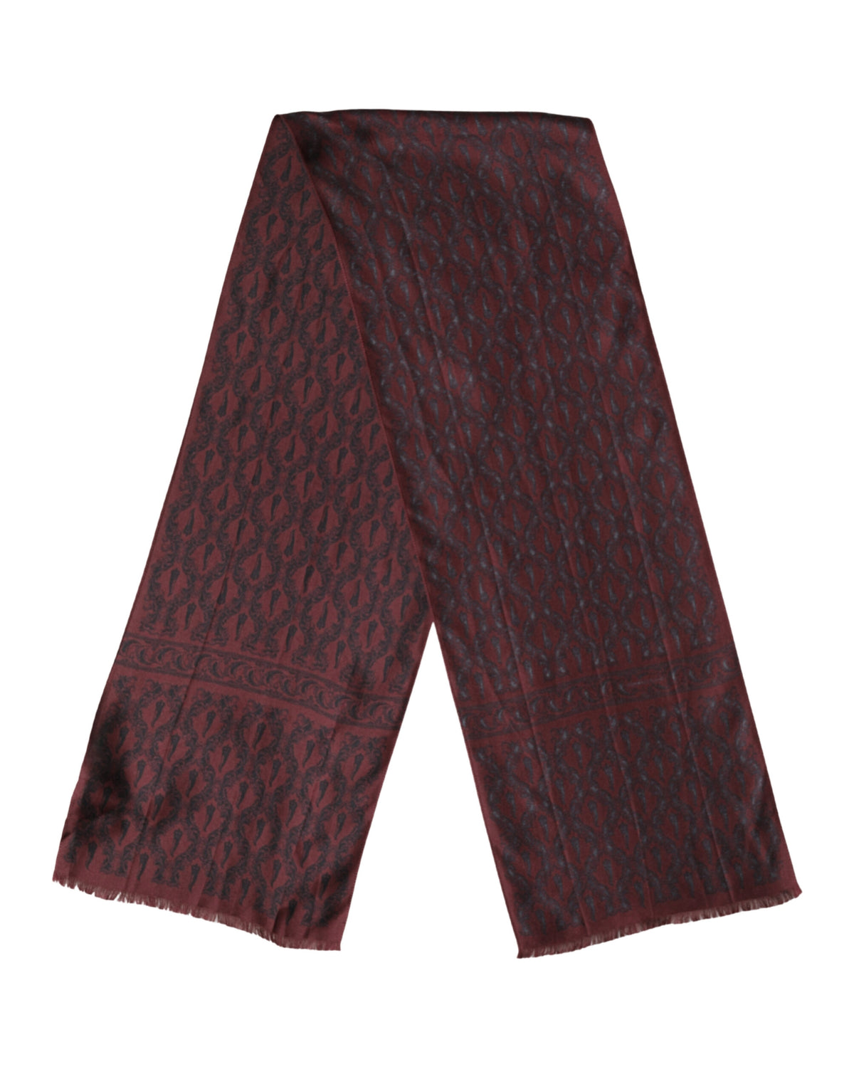 Foulard Dolce &amp; Gabbana en soie bordeaux et noire à motif cachemire, 135 cm x 22 cm