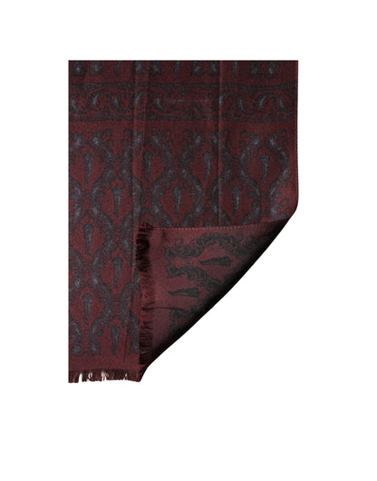 Foulard Dolce &amp; Gabbana en soie bordeaux et noire à motif cachemire, 135 cm x 22 cm
