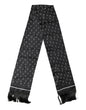 Foulard Dolce &amp; Gabbana en soie à pois noirs et blancs, 140 cm x 15 cm