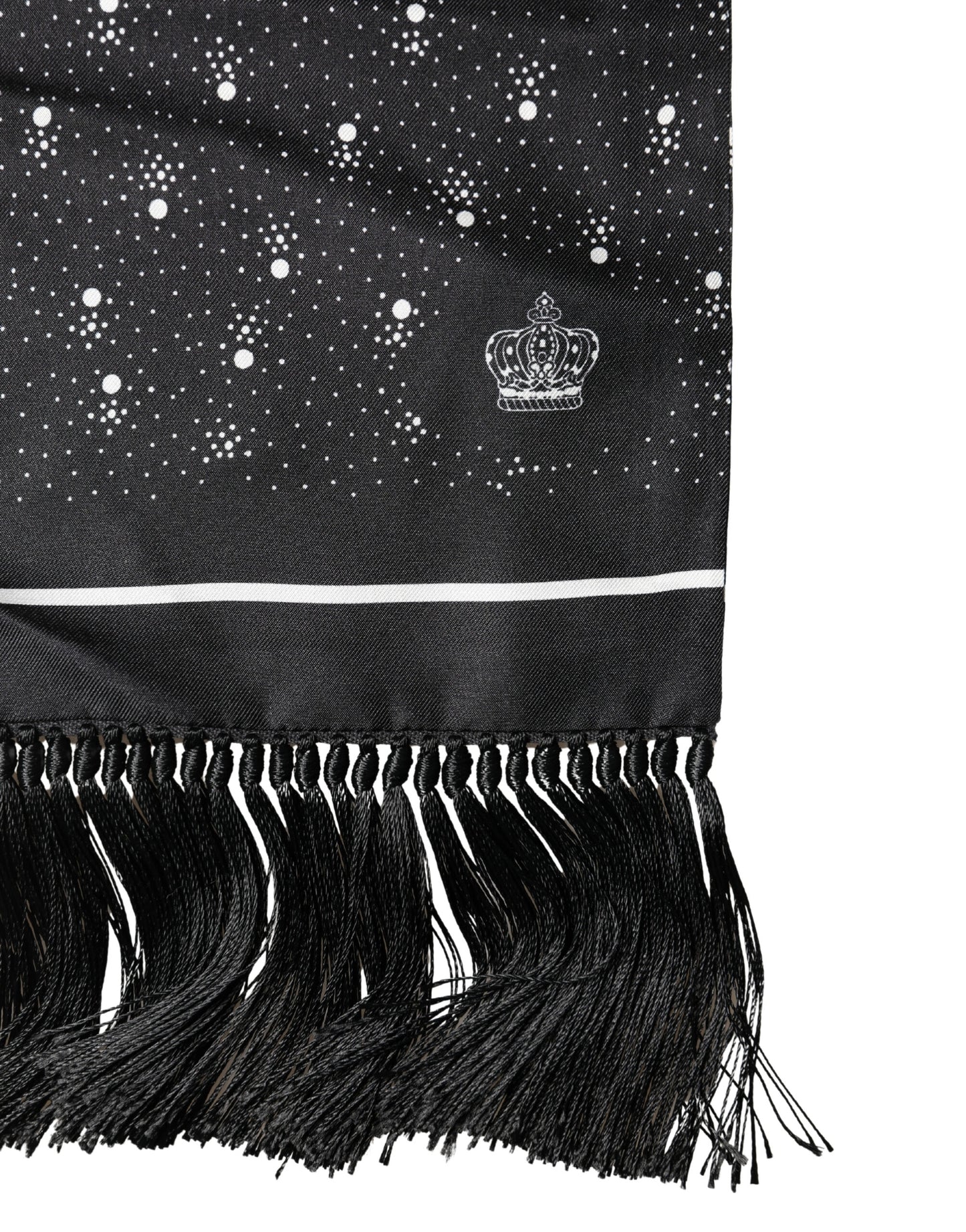 Foulard Dolce &amp; Gabbana en soie à pois noirs et blancs, 140 cm x 15 cm