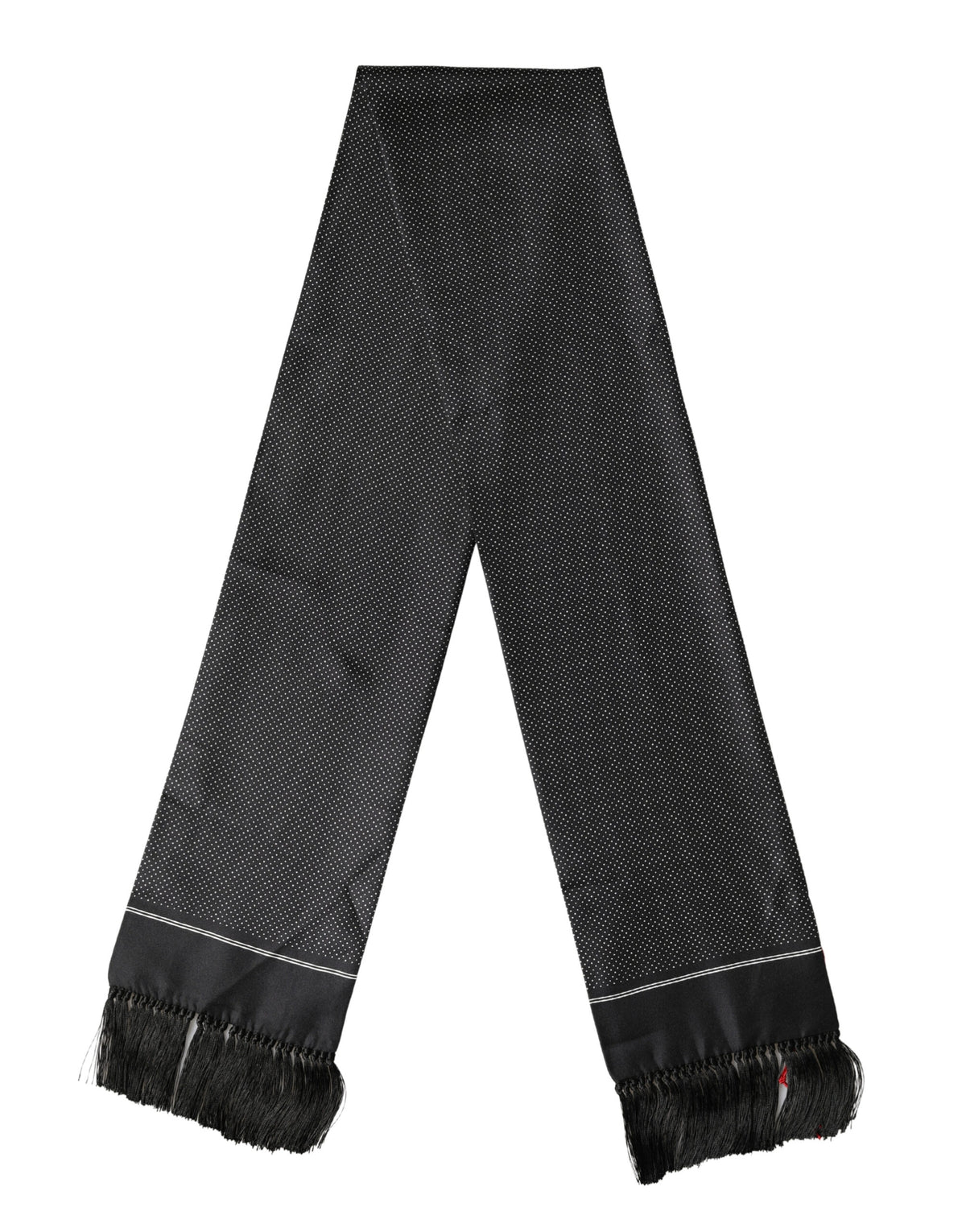 Foulard Dolce &amp; Gabbana en soie noire à pois, 140 cm x 16,5 cm