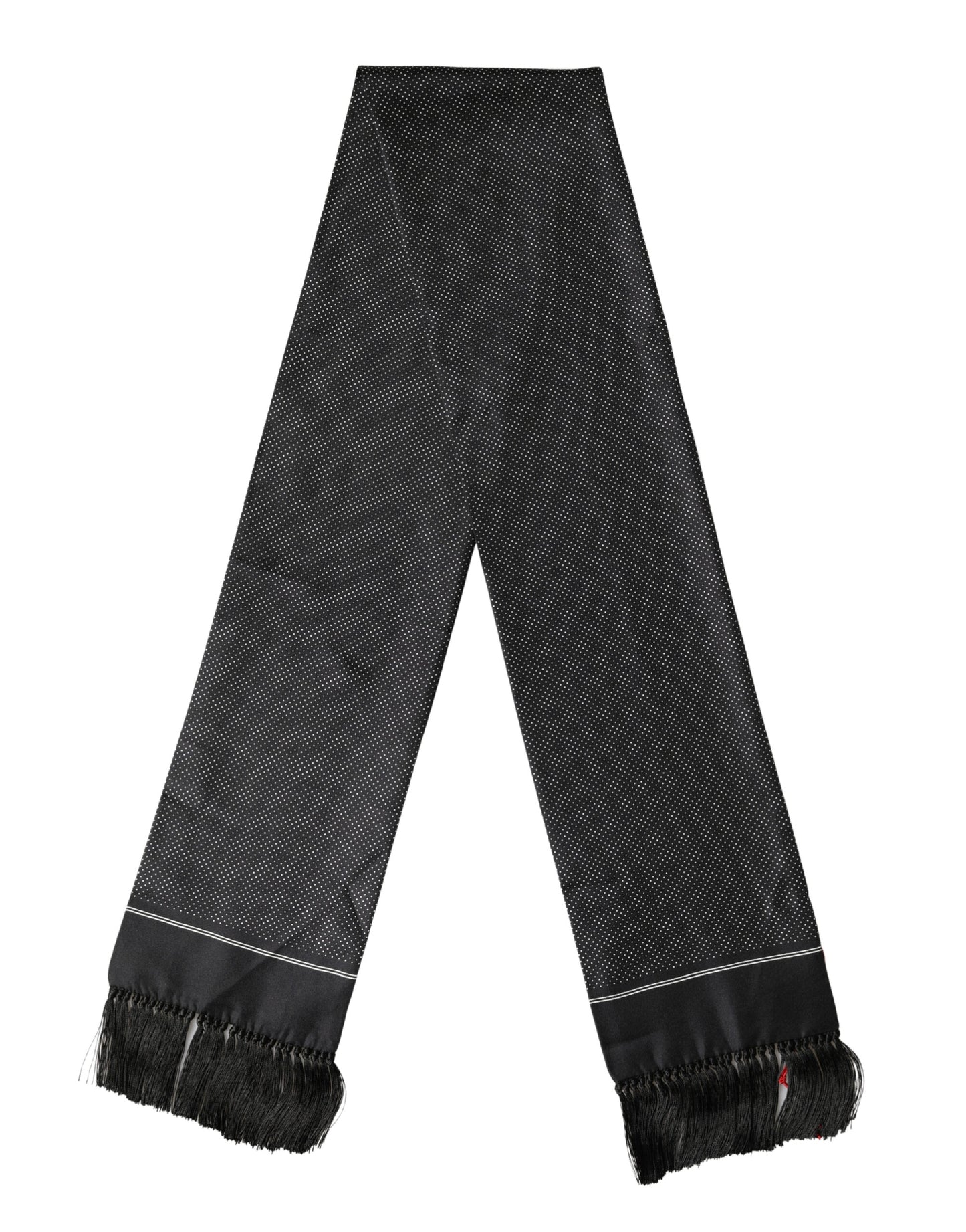 Foulard Dolce &amp; Gabbana en soie noire à pois, 140 cm x 16,5 cm