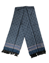 Foulard Dolce &amp; Gabbana en soie bleue à motif géométrique, 184 cm x 33 cm