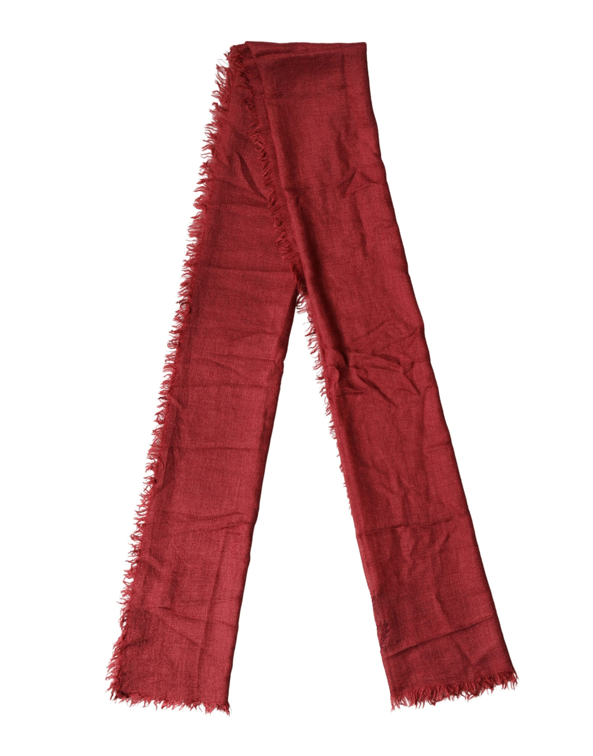 Écharpe Dolce &amp; Gabbana rouge en cachemire et soie à franges, 200 cm x 70 cm