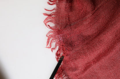 Écharpe Dolce &amp; Gabbana rouge en cachemire et soie à franges, 200 cm x 70 cm