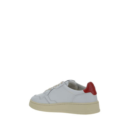 Autry White Calf Leather Bos Taurus Low Top Sneakers