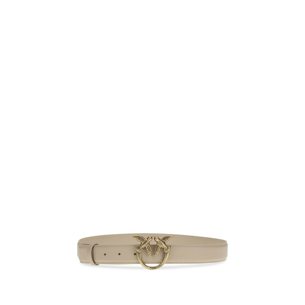 PINKO Beige Calf Leather Bos Taurus Belt - Elegant Accessory