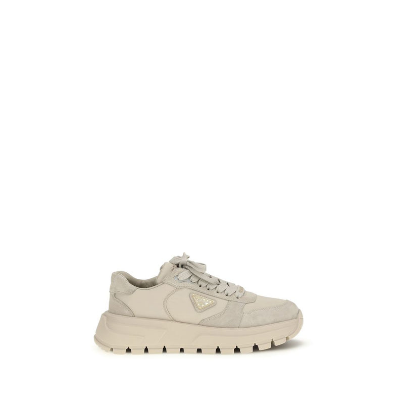 Prada Beige Calf Leather Bos Taurus Athletic Sneakers