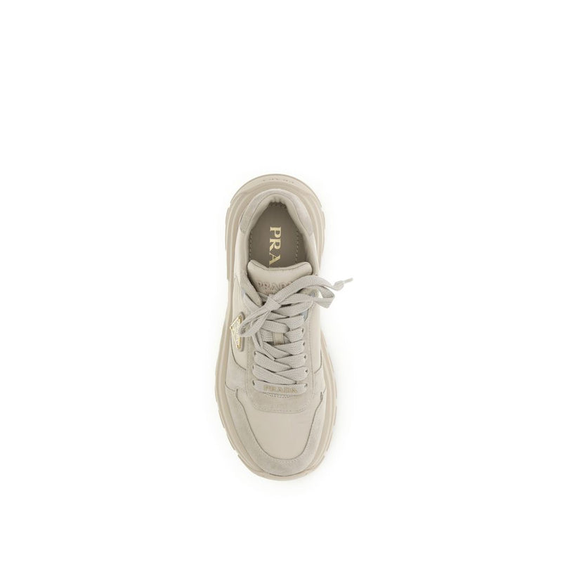 Prada Beige Calf Leather Bos Taurus Athletic Sneakers