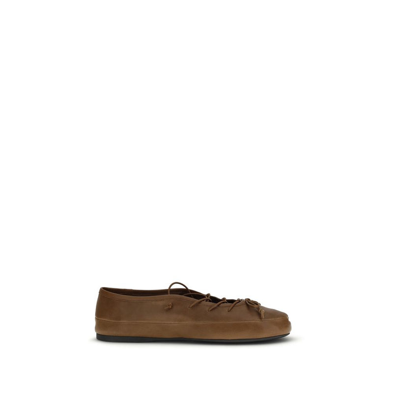 Miu Miu Brown Lamb Ovis Aries Ballet Flats