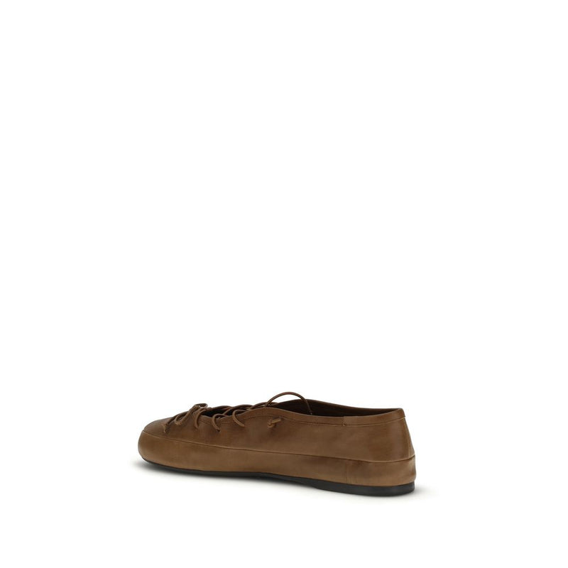 Miu Miu Brown Lamb Ovis Aries Ballet Flats