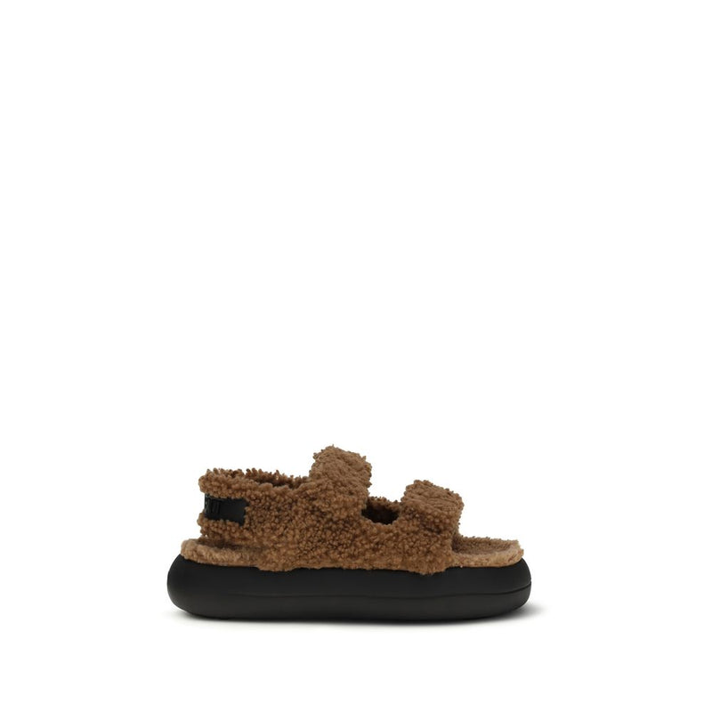 Moon Boot Brown Calf Leather Bos Taurus Slippers for Women