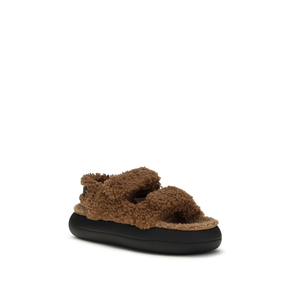 Moon Boot Brown Calf Leather Bos Taurus Slippers for Women