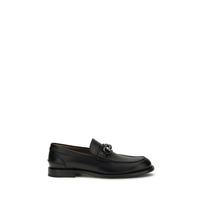 Gucci Black Calf Leather Bos Taurus Slip-On Loafers