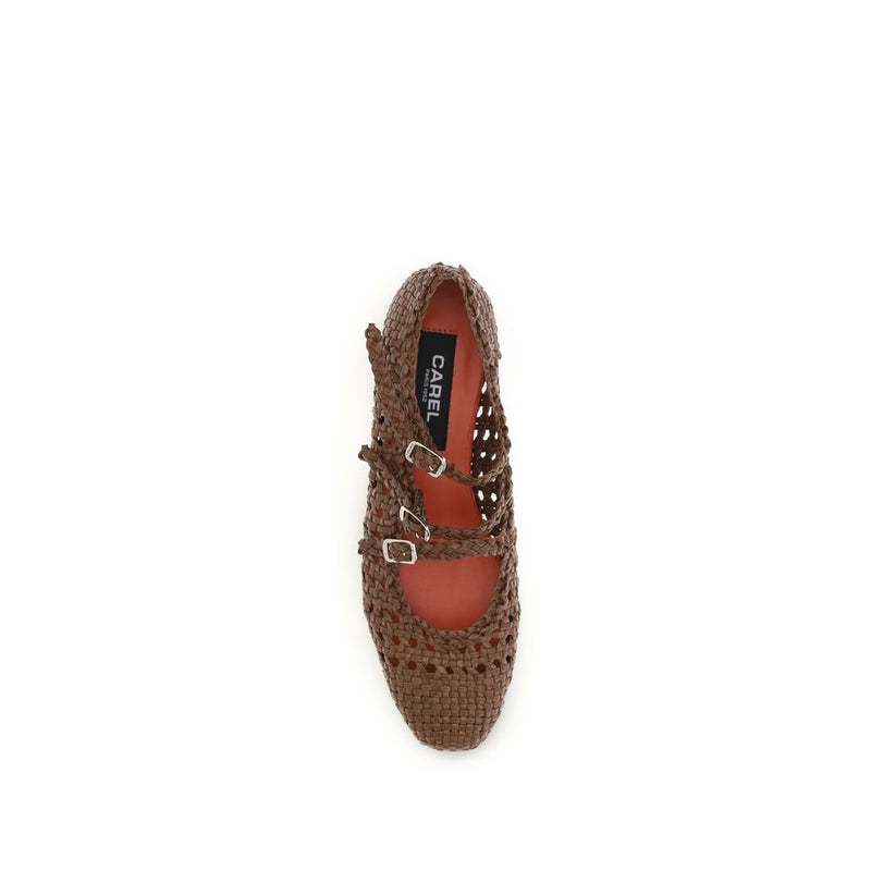 Carel Paris Brown Calf Leather Bos Taurus Ballet Flats