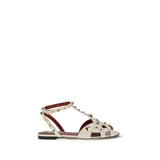 Valentino Garavani Beige Goatskin Flat Sandals - Studded Elegance