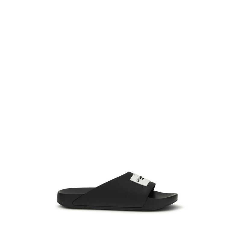 Givenchy Black Rubber Sandals - Asymmetrical Modern Elegance