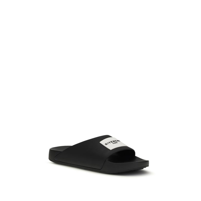 Givenchy Black Rubber Sandals - Asymmetrical Modern Elegance