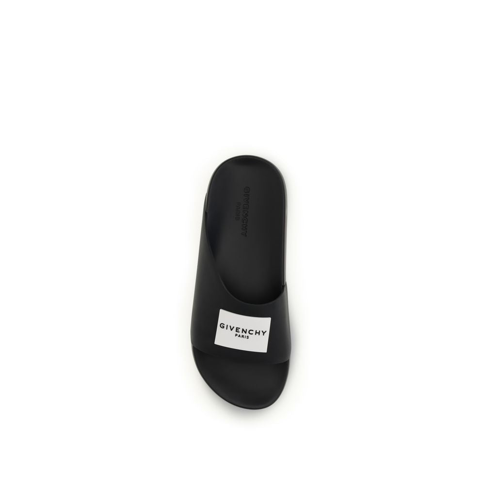 Givenchy Black Rubber Sandals - Asymmetrical Modern Elegance