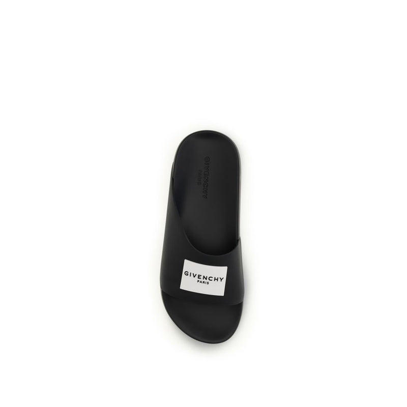 Givenchy Black Rubber Sandals - Asymmetrical Modern Elegance