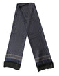 Dolce & Gabbana Navy Silk Geometric Fringe Foulard 137cm x 18cm Scarf