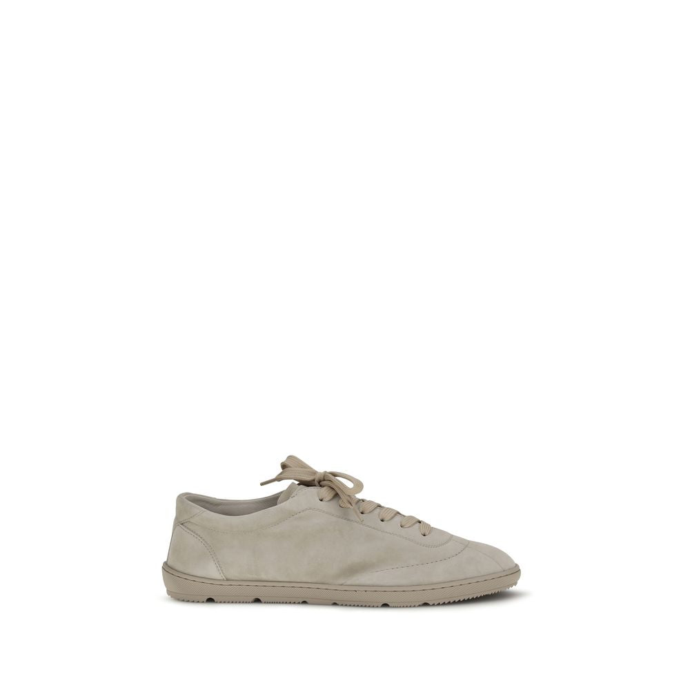 Brunello Cucinelli Beige Calf Leather Low Top Sneakers for Men