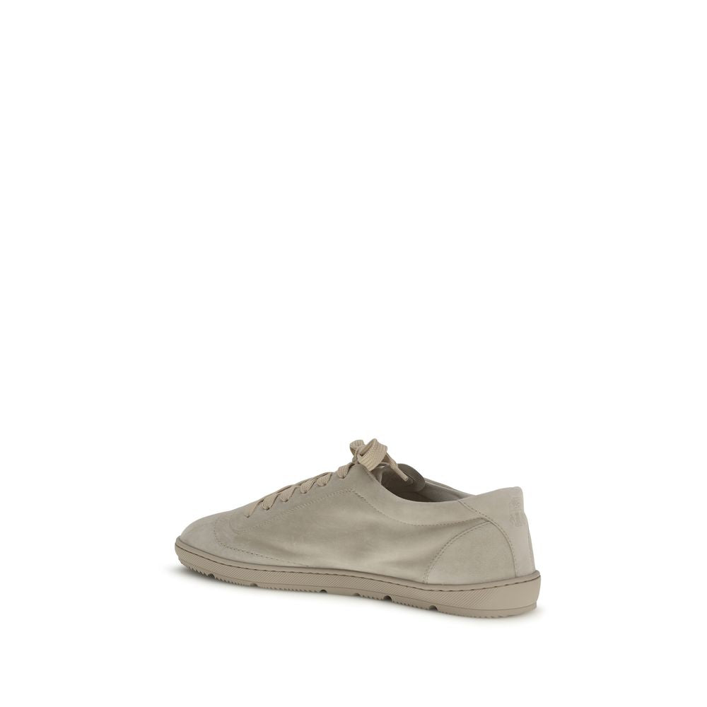 Brunello Cucinelli Beige Calf Leather Low Top Sneakers for Men